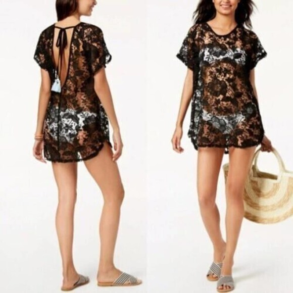 Miken Juniors'‎ Crocheted Tie-Back Cover-Up in Black, Large NWT - Picture 1 of 1